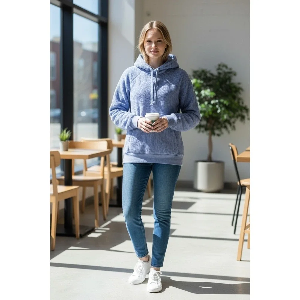 Alo Yoga Womens Sherpa Hoodie Pullover Blue W4326R Size Small S